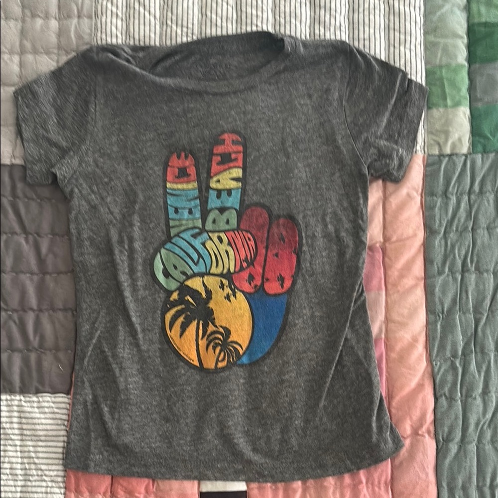 Peace Sign Graphic Kids T-Shirt - Gray
